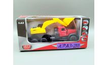 КРАЗ-255 экскаватор (красный жёлтый) Игрушка Технопарк М.1069, масштабная модель, scale72