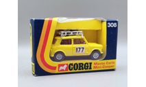 Monte Carlo Mini-Cooper #308 (жёлтый) Миникупер Corgi Toys М.1196, масштабная модель, scale43, Mini Cooper
