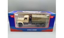КРАЗ-255Б1 бортовой с тентом (бежевый/зелёный) Modimio М.1281, масштабная модель, scale43