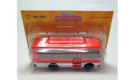 Автобус ПАЗ-3205 (красный/белый) Modimio М.1314, масштабная модель, scale43