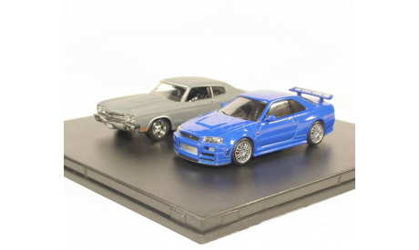 1:43 Chevrolet Chevel 1970 & Nissan Skyline GT-R 2002 Форсаж Fast and the Furious GreenLight, масштабная модель, Greenlight Collectibles, scale43