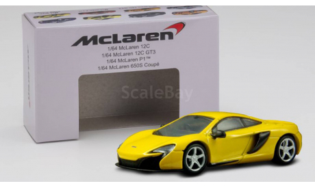 McLaren 650S желтый Kyosho 1/64, масштабная модель, Healey, scale64