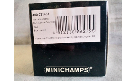 Minichamps MERCEDES-BENZ CLK-CLASS CABRIOLET (A209) - 2003 – BLUE L.E. 1008 pcs., масштабная модель, scale43