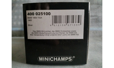 Minichamps BMW 1800 TISA - 1965 - SILVER L.E. 1536 pcs., масштабная модель, scale43
