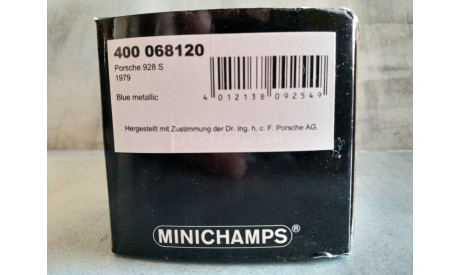Minichamps PORSCHE 928S - 1979 - BLUE METALLIC L.E. 1248 pcs., масштабная модель, scale43