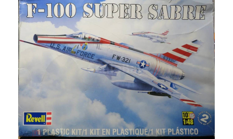 Истребитель - бомбардировщик North American – Rockwell F-100 Super Sabre Revell /Monogram 1/48 Коробка повреждена. возможен обмен, сборные модели авиации, scale48