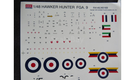 Декаль Hawker Hunter FGA.9 Academy 2169/FA145 1/48, масштабные модели авиации, scale48