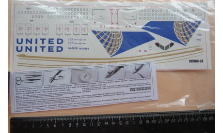 Декаль на Boeing 787-900 United Airlines 787900-04 Pas-Decals 1/144 A01, масштабные модели авиации, scale144