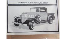 Легковой автомобиль ’32 Chevrolet Pickup Williams Bros Inc 546 1/87 Пакет с деталями не открывался. возможен обмен, масштабная модель, Williams Bros., scale87
