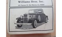 Легковой автомобиль ’32 Chevrolet  Cabriolet Williams Bros Inc 545 1/87 1996г  Пакет с деталями не открывался. возможен обмен, масштабная модель, Williams Bros., scale87