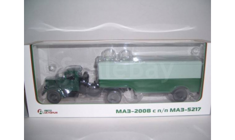 МАЗ-200В с п-п МАЗ-5217 зелёный, масштабная модель, 1:43, 1/43, АИСТ