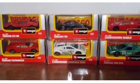 6 моделей BBurago  1/43 Ferrari+Lamborghini одним лотом, масштабная модель, scale43