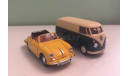 Porsche 356B Convertible + Volkswagen Microbus 1:43 Cararama, масштабная модель, scale43