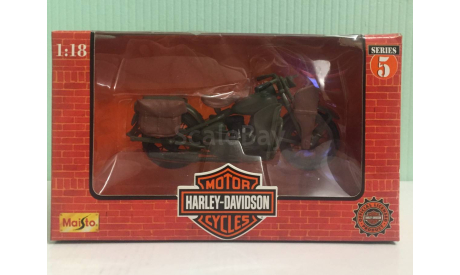 HARLEY-DAVIDSON 1942 WLA FLAT HEAD 1:18 Maisto, масштабная модель мотоцикла, scale18