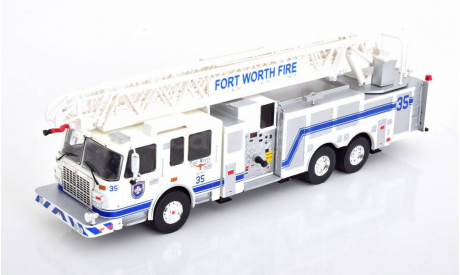 Smeal 105 Aerial Ladder Fort Worth Fire 2015 white blue, масштабная модель, Altaya, scale43