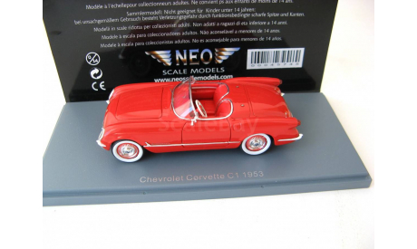 Chevrolet Corvette C1 1953 Red, масштабная модель, Neo Scale Models, scale43