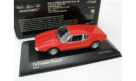 DeTomaso Pantera 1972 red, масштабная модель, 1:43, 1/43, Minichamps, De Tomaso