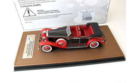 Rolls-Royce Phantom II Brewster Newmarket Permanent Sport Sedan Cabriolet open 1932 black/red, масштабная модель, scale43, GLM