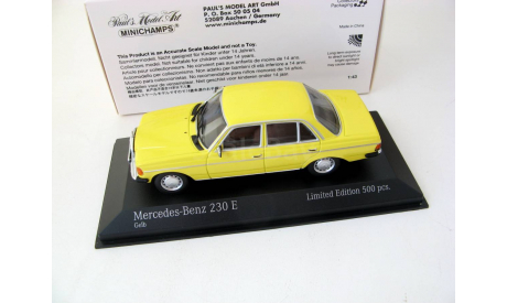 Mercedes-Benz 230 E (W123) 1982 yellow, масштабная модель, scale43, Minichamps