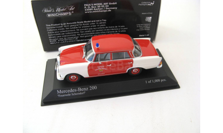 Mercedes-Benz 200 1965 ’Feuerwehr Schorndorf’, масштабная модель, scale43, Minichamps