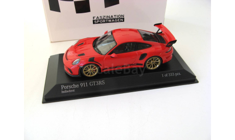 Porsche 911 (991 II) GT3 RS with gold wheels 2018 red, масштабная модель, Minichamps, scale43