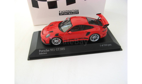 Porsche 911 (991 II) GT3 RS with silver wheels 2018 red, масштабная модель, scale43, Minichamps