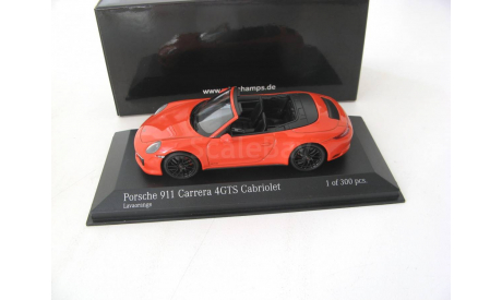 Porsche 911 (991 II) Carrera 4 GTS Cabriolet 2016 lava orange, масштабная модель, Minichamps, scale43