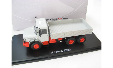 Magirus 290 D, grey/red flatbed platform trailer, бортовой, масштабная модель, 1:43, 1/43, Premium Classixxs