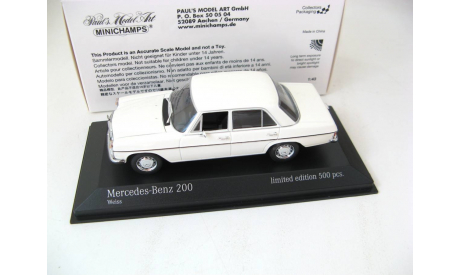 Mercedes-Benz 200D (W115) 1968 white, масштабная модель, Minichamps, scale43