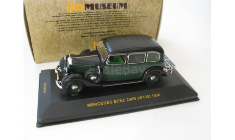 MERCEDES-BENZ 260D (W138) Black and Green 1936 г. Редкая Музейка!, масштабная модель, scale43, IXO Museum (серия MUS)