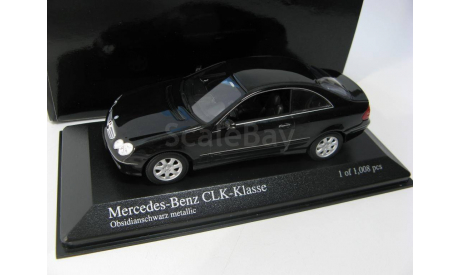 Mercedes-Benz CLK-Class (C209) black metallic 2001 г., масштабная модель, scale43, Minichamps