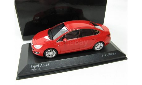 Opel Astra 4-door red 2012 г., масштабная модель, scale43, Minichamps