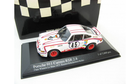 Porsche 911 Carrera RSR 2.8 #45 24h LeMans 1973 г., масштабная модель, scale43, Minichamps