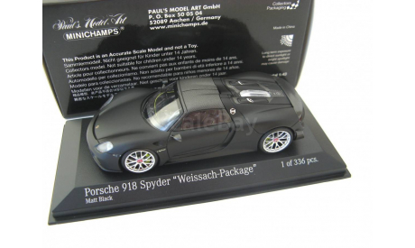 Porsche 918 Spyder Weissach-Package 2015 mat black, масштабная модель, Minichamps, scale43