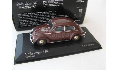 VW 1200 brown 1953 г., масштабная модель, 1:43, 1/43, Minichamps, Volkswagen