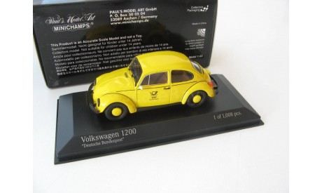 VW 1200 German Federal Post 1977 yellow, масштабная модель, 1:43, 1/43, Minichamps, Volkswagen