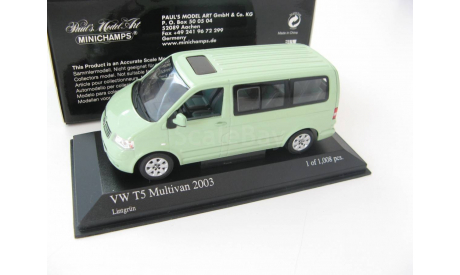 VW T5 MULTIVAN 2003 Lighte Green Редкий Минич!, масштабная модель, 1:43, 1/43, Minichamps, Volkswagen