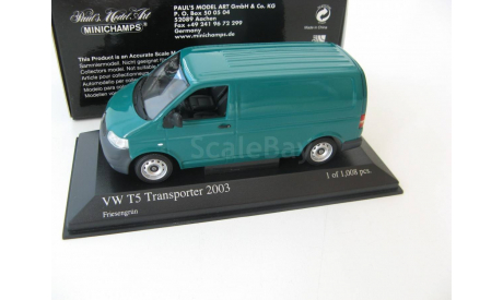 VW T5 Transporter Delivery Van Green 2003 г., масштабная модель, 1:43, 1/43, Minichamps, Volkswagen