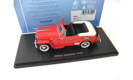 Willys Jeepster 1948 red, масштабная модель, scale43, Neo Scale Models