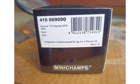 Porsche 718 Cayman GTS (982) 2020 1:43, масштабная модель, Minichamps, scale43