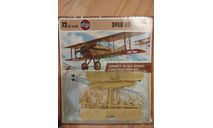 SPAD VII, сборные модели авиации, Airfix, scale72