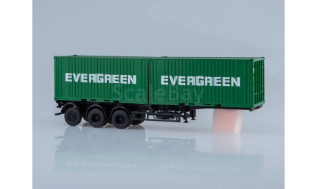 Полуприцеп-контейнеровоз МАЗ-938920 с контейнерами EVERGREEN, масштабная модель, Автоистория (АИСТ), scale43