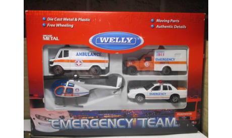 EMERGENCY  TEAM  WELLY  НАБОР МАШИНОК, масштабная модель, scale0, Volkswagen