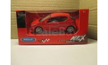 PEUGEOT 207  WELLY  КРАСНЫЙ  1/43, масштабная модель, scale0