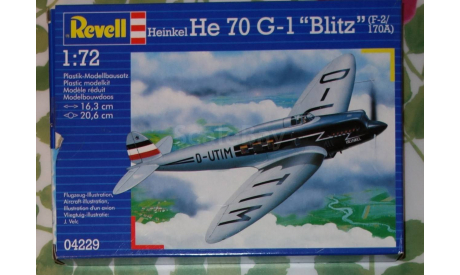 Сборная модель (пластик) ) Revell 1/72, Немецкий пассажирский самолет Heinkel He-70 G-1 Blitz, сборные модели авиации, scale72
