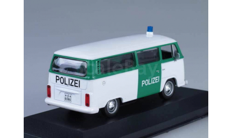 VOLKSWAGEN Bulli T2 Polizei Fensterbus, white / green, масштабная модель, WhiteBox, scale43