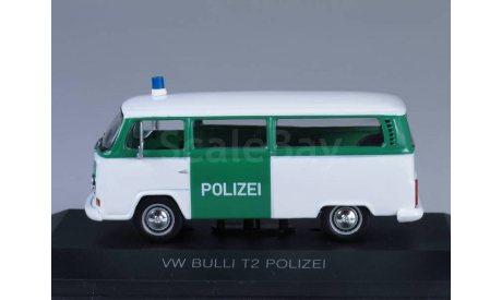 VOLKSWAGEN Bulli T2 Polizei Fensterbus, white / green, масштабная модель, WhiteBox, scale43