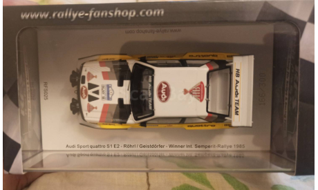 Audi Sport Quattro S1, 1985 Semperit Rally, Walter Rohrl,, масштабная модель, Spark, 1:43, 1/43