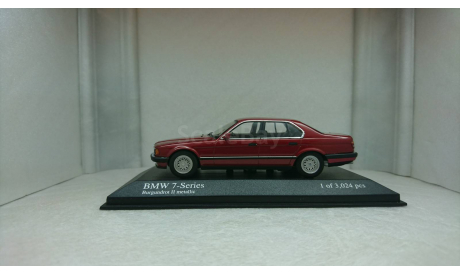 BMW 7 Series E32 1986 red metallic, редкая масштабная модель, Minichamps, scale43