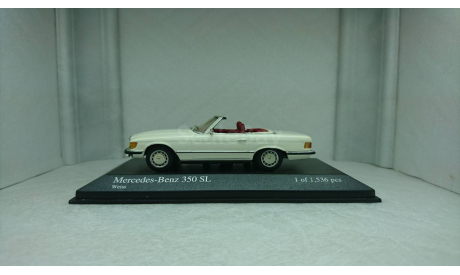 С 1 рубля! Без резервной цены! Mercedes-Benz 350 SL 1972 White, редкая масштабная модель, Minichamps, 1:43, 1/43